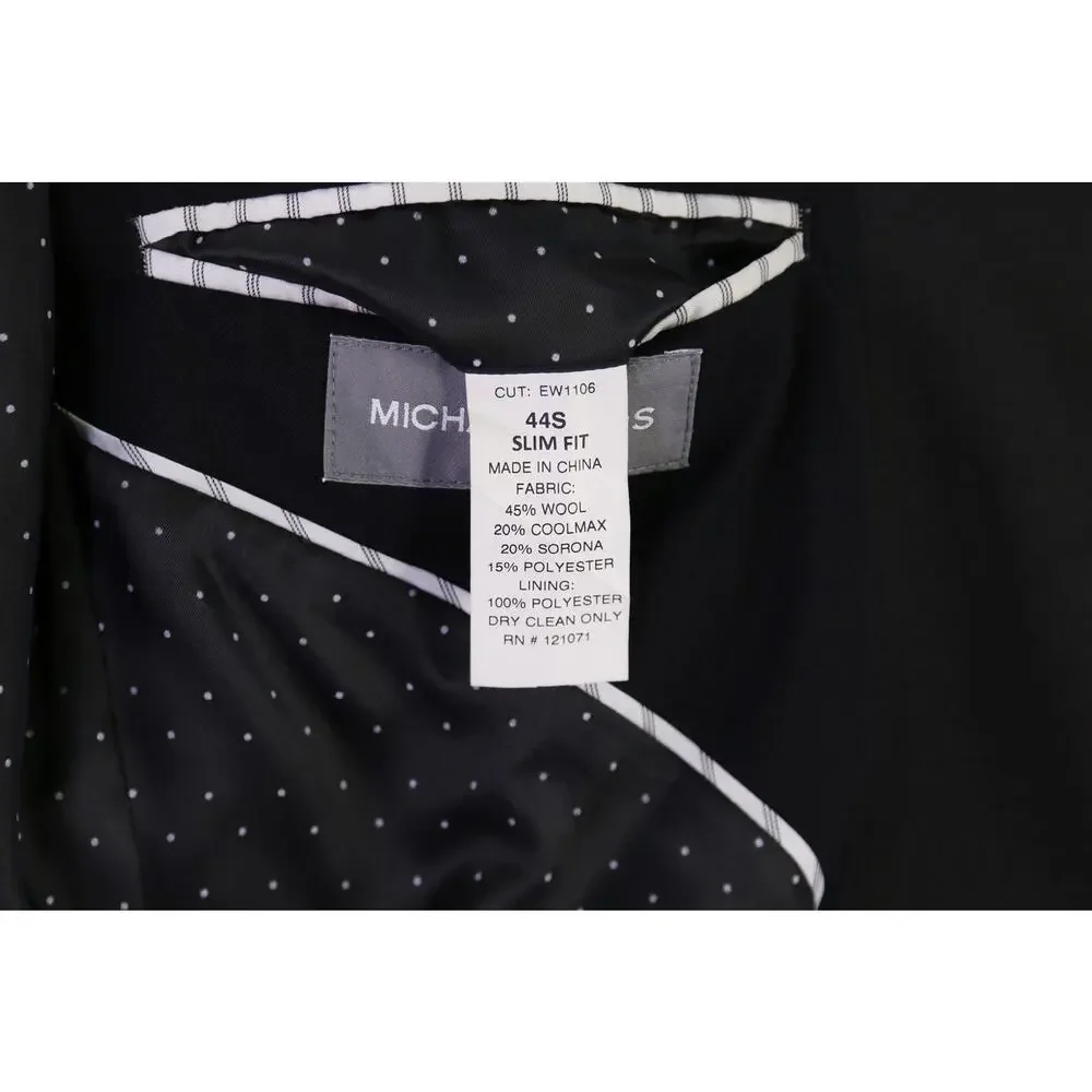 Michael Kors Mens Black 2-Btn Slim Fit Tuxedo Formal Wedding Blazer Jacket 44S